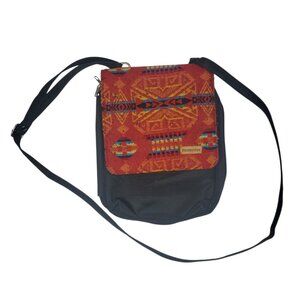 Pendleton Crossbody Bag Purse Red Black Aztec Native Tribal Wool Nylon Slim